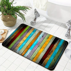 Colorful Wooden Pattern Area Rug Non-slip Anti-fatigue Mat