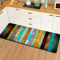 Colorful Wooden Pattern Area Rug Non-slip Anti-fatigue Mat