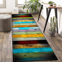 Colorful Wooden Pattern Area Rug Non-slip Anti-fatigue Mat
