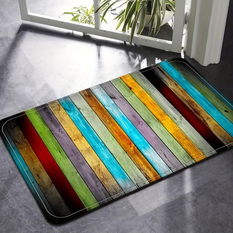 Colorful Wooden Pattern Area Rug Non-slip Anti-fatigue Mat