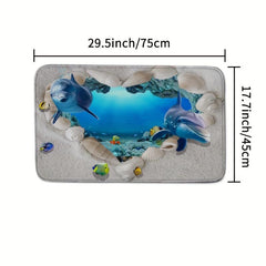 Ocean Inspired Non Slip Bathroom Mat Set Absorbent and Slip Resistant