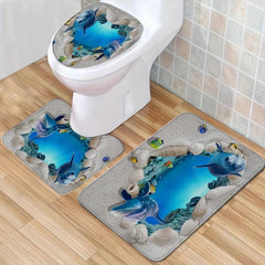Ocean Inspired Non Slip Bathroom Mat Set Absorbent and Slip Resistant