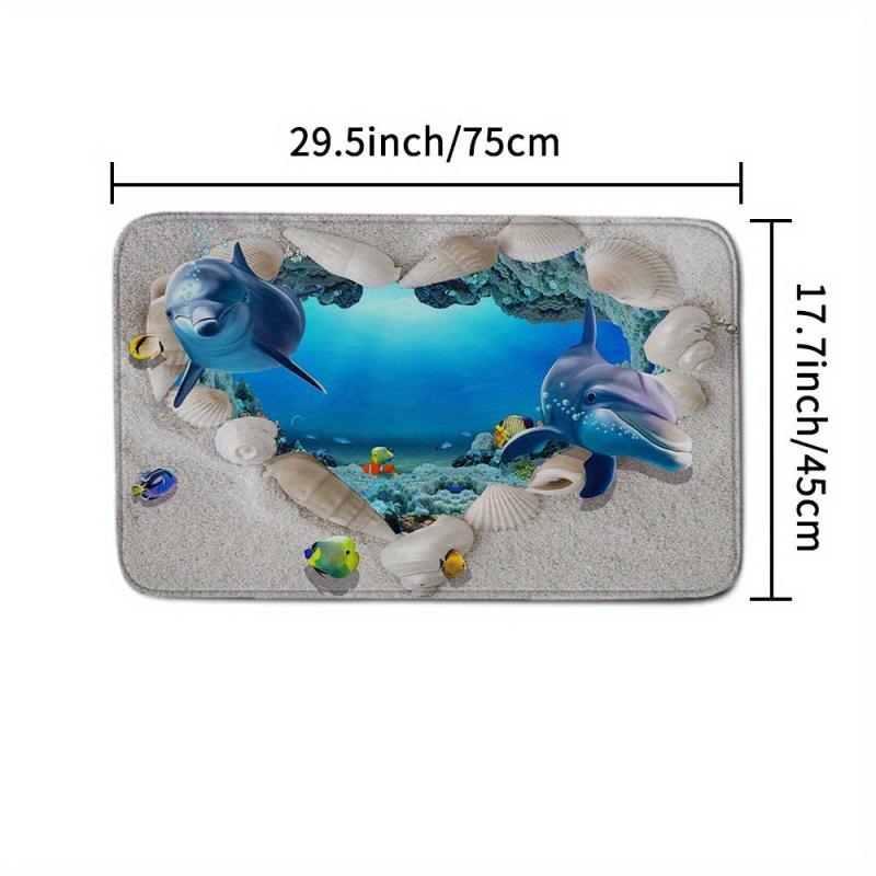 Ocean Inspired Non Slip Bathroom Mat Set Absorbent and Slip Resistant