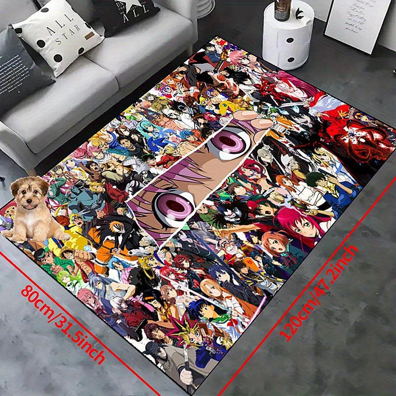 Japanese Manga Floor Mat Colorful Anime Figures Resistant Rug