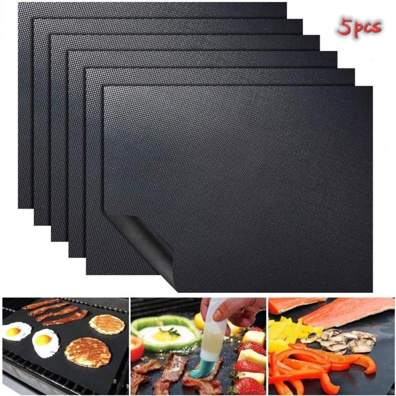 5pcs Non-Stick BBQ Grill Mat Baking Mat BBQ Tools Grilling Sheet Reusable Mats