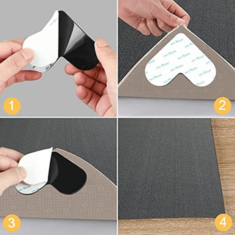 12pcs Non Slip Rug Gripper for Hardwood Floors & Tiles, Washable