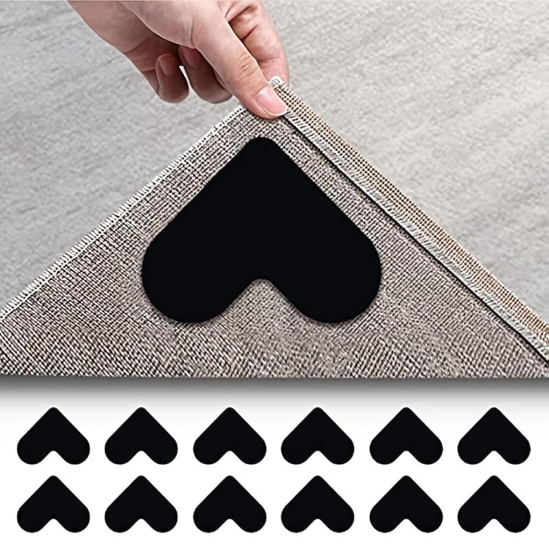 12pcs Non Slip Rug Gripper for Hardwood Floors & Tiles, Washable