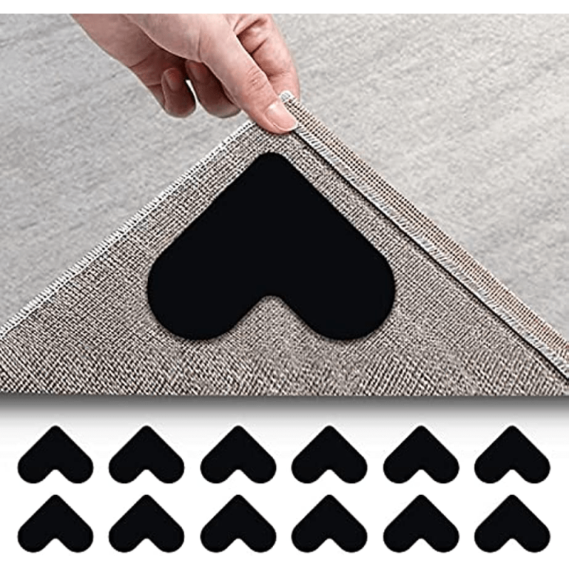 12pcs Non Slip Rug Gripper for Hardwood Floors & Tiles, Washable