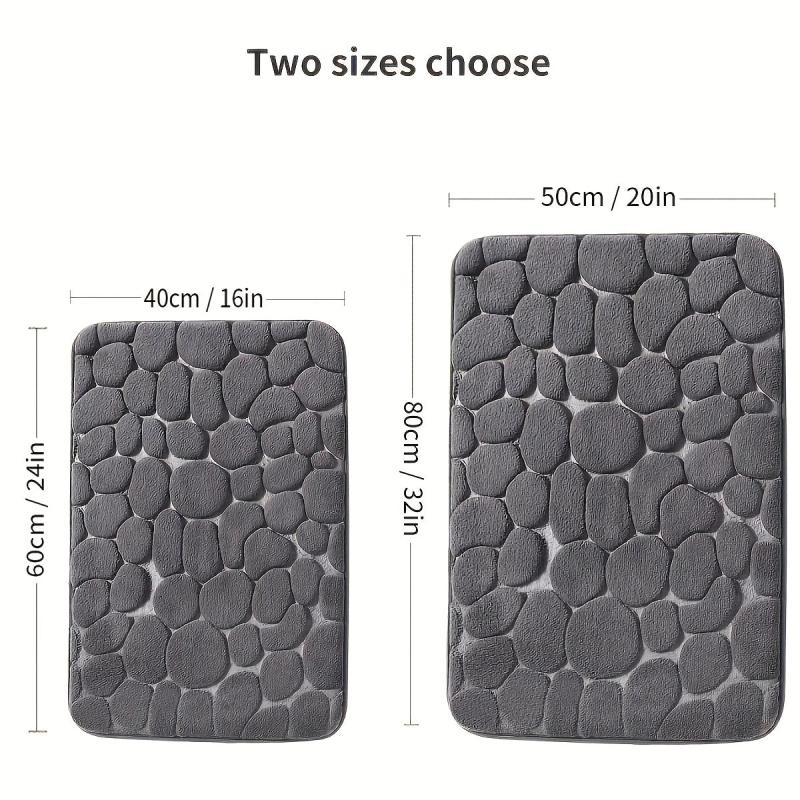 Memory Foam Bath Mat Cobblestone Bathroom Rug Absorbent Bath Rug