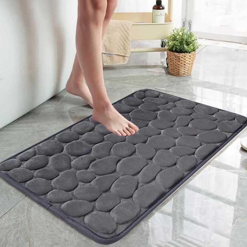Memory Foam Bath Mat Cobblestone Bathroom Rug Absorbent Bath Rug
