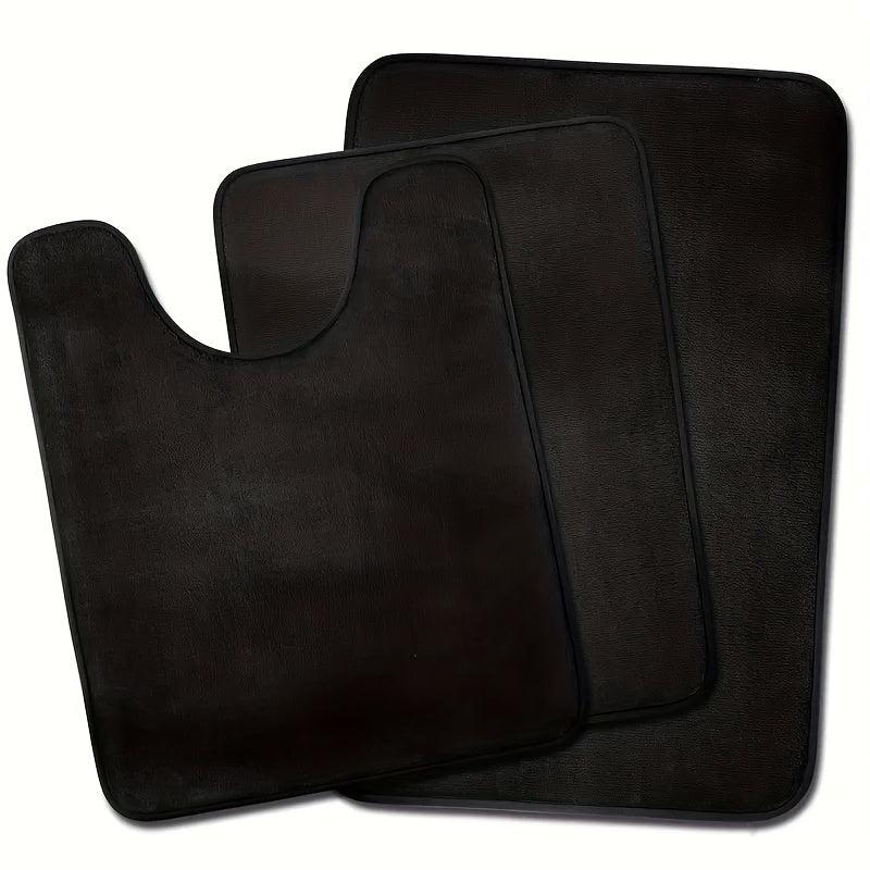 3-Piece Memory Foam Bath Mat Set Anti-Slip Soft Machine Washable Shower Rug