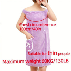 Women's Wearable Bath Wrap Towels with Pocket