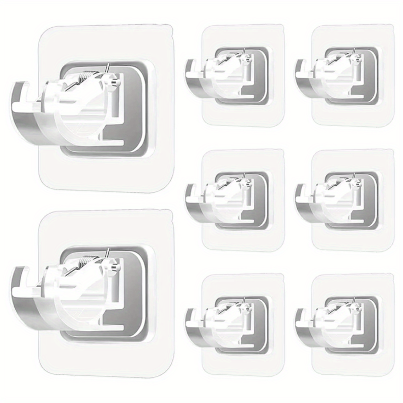 2pcs Self Adhesive Curtain Rod Holders No Drilling Nail Adjustable Hooks
