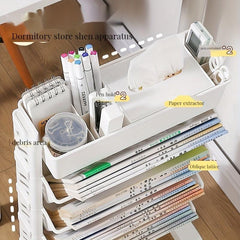 6 Tiers Bookshelf Desk Side Bookshelf Floor Desk Small Cart Book