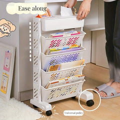 6 Tiers Bookshelf Desk Side Bookshelf Floor Desk Small Cart Book
