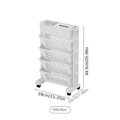 6 Tiers Bookshelf Desk Side Bookshelf Floor Desk Small Cart Book