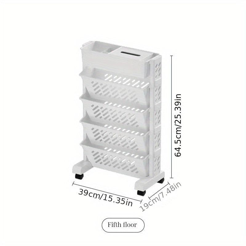 6 Tiers Bookshelf Desk Side Bookshelf Floor Desk Small Cart Book