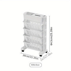 6 Tiers Bookshelf Desk Side Bookshelf Floor Desk Small Cart Book