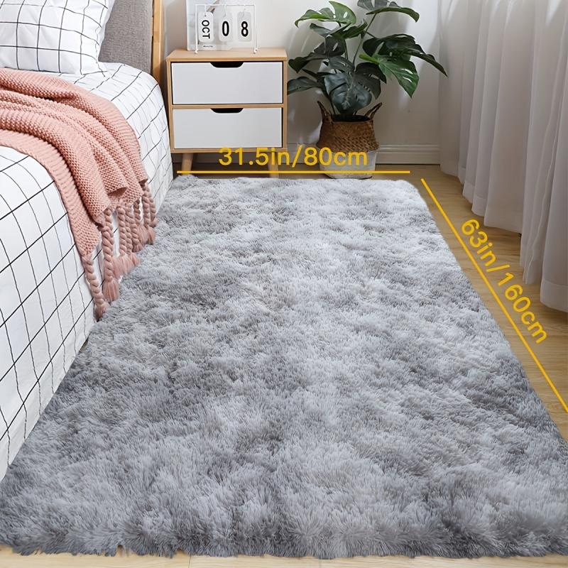 Grey Tie Dye Plush Rug - Soft and Cozy Area Rug for Your Home