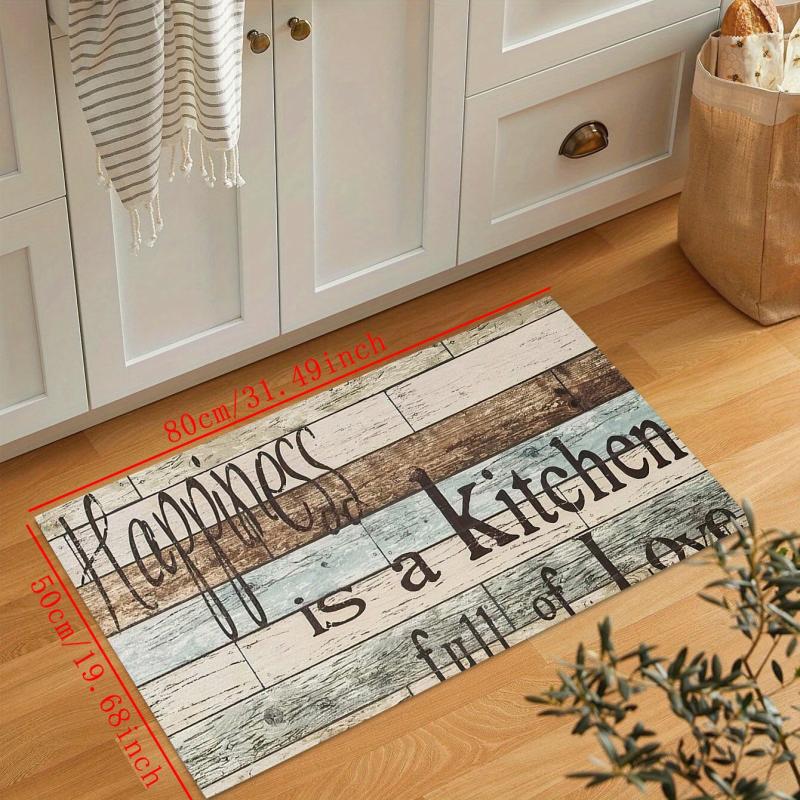 Vintage Print Kitchen Floor Mat Oilproof Waterproof Machine Washable