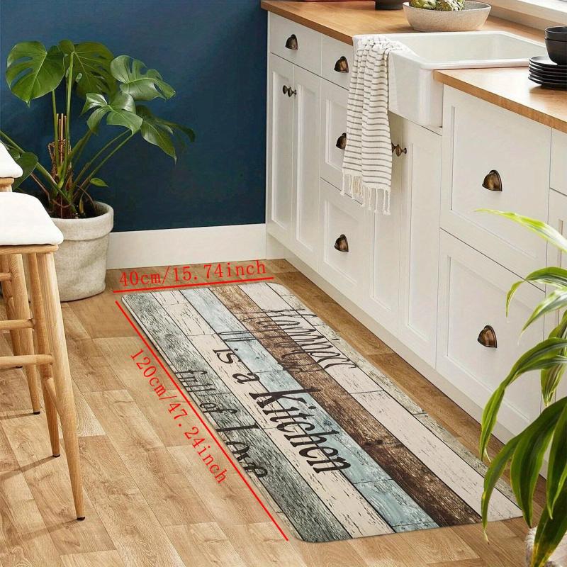 Vintage Print Kitchen Floor Mat Oilproof Waterproof Machine Washable