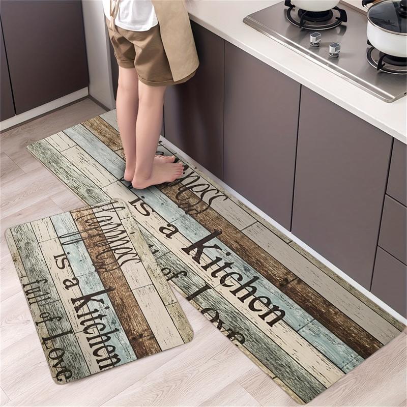 Vintage Print Kitchen Floor Mat Oilproof Waterproof Machine Washable