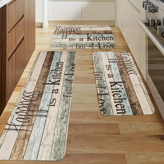 Vintage Print Kitchen Floor Mat Oilproof Waterproof Machine Washable