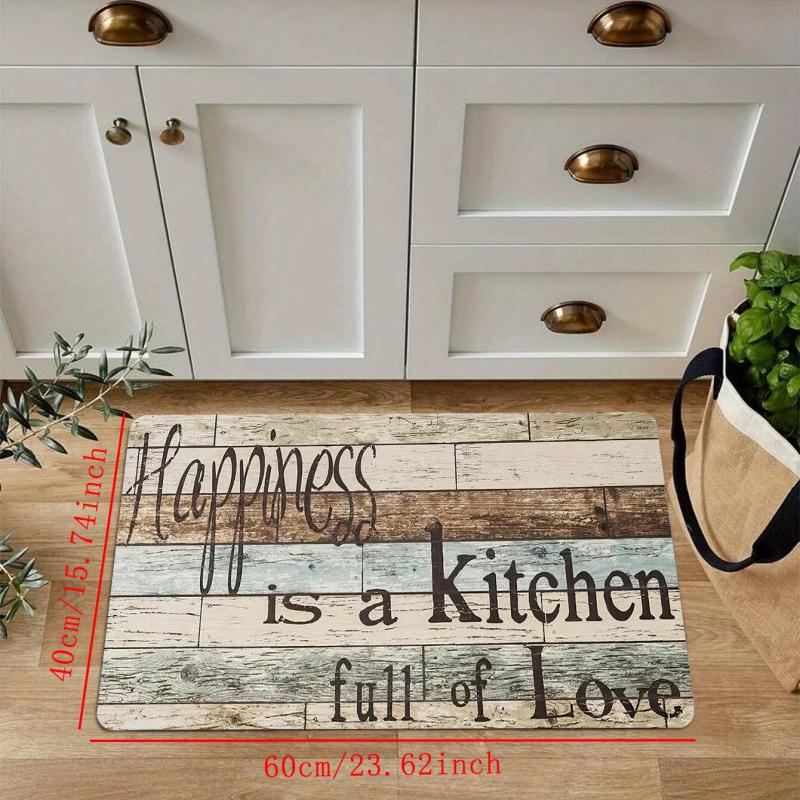 Vintage Print Kitchen Floor Mat Oilproof Waterproof Machine Washable
