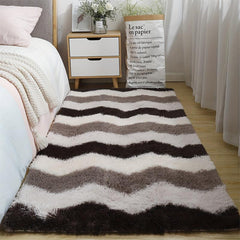 Ultra Soft Plush Rug Large Striped Area Rug Non slip Fluffy Shaggy Rug