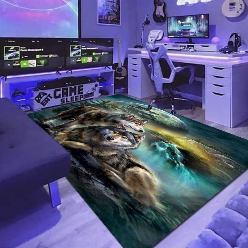 Psychedelic Wolf Print Carpet Soft Non Slip Floor Mat