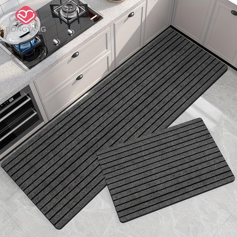 Soft Thickened Kitchen Mat Striped Non-slip Waterproof Runner Rug