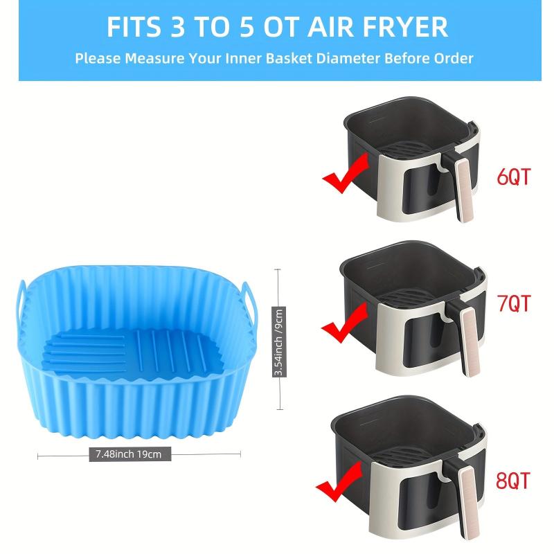 8 Inch Square Reusable Silicone Air Fryer Liner
