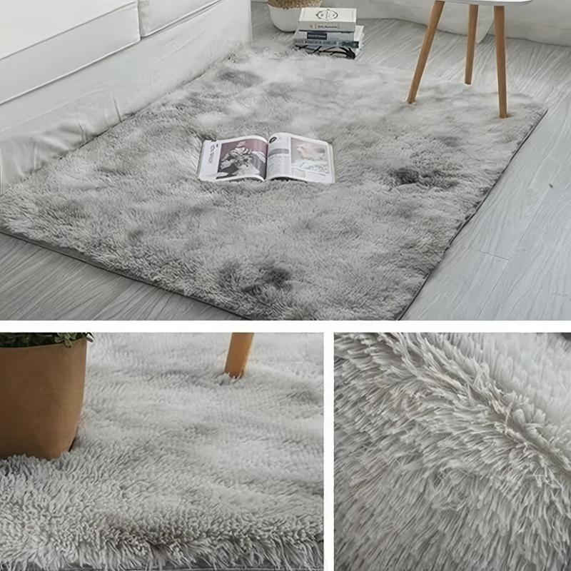 Ultra Soft Tie Dye Grey Carpet Gradient Silk Velvet Area Rug