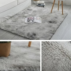 Ultra Soft Tie Dye Grey Carpet Gradient Silk Velvet Area Rug