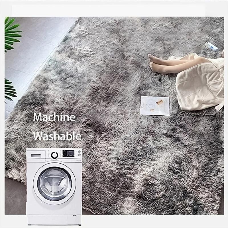 Ultra Soft Tie Dye Grey Carpet Gradient Silk Velvet Area Rug