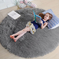 Fluffy Round Rug For Baby Nursery 4'X4' Feet Furry Carpet For Children Kids Room