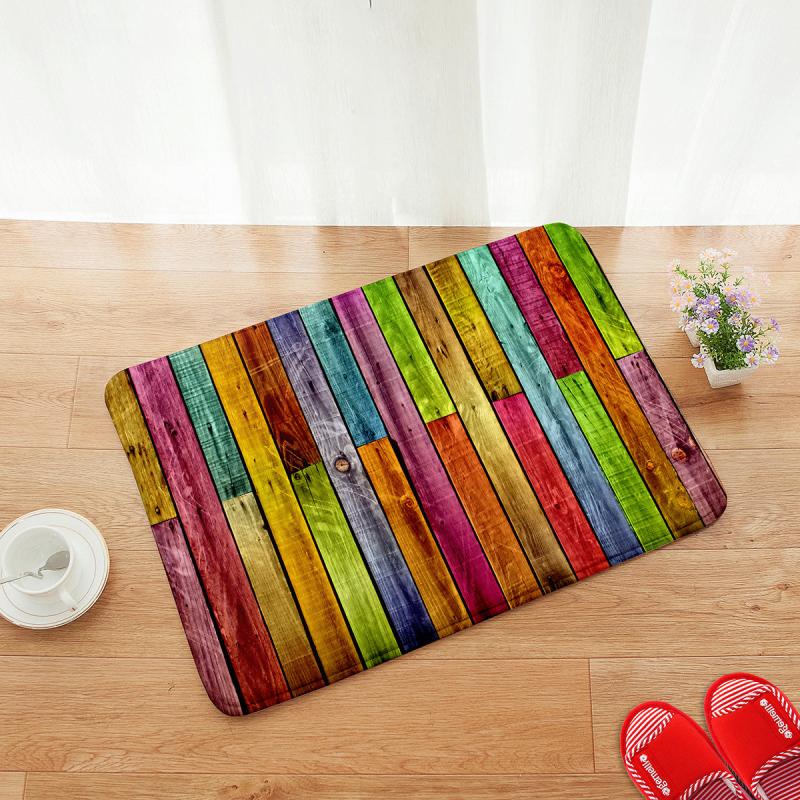 Colorful Wood Print Anti-Fatigue Kitchen Mat, Non-Slip Polyester Carpet
