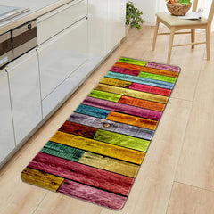 Colorful Wood Print Anti-Fatigue Kitchen Mat, Non-Slip Polyester Carpet