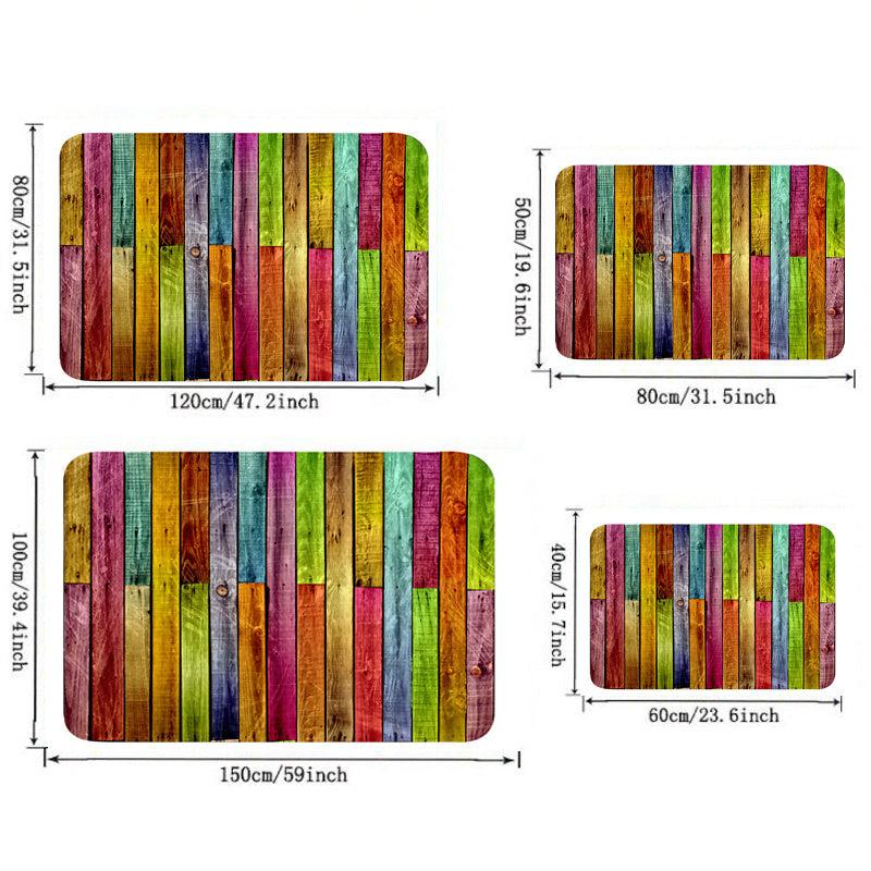 Colorful Wood Print Anti-Fatigue Kitchen Mat, Non-Slip Polyester Carpet