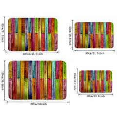 Colorful Wood Print Anti-Fatigue Kitchen Mat, Non-Slip Polyester Carpet