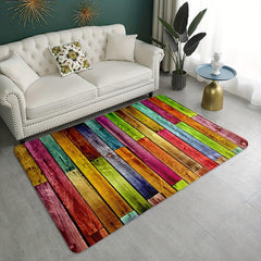 Colorful Wood Print Anti-Fatigue Kitchen Mat, Non-Slip Polyester Carpet