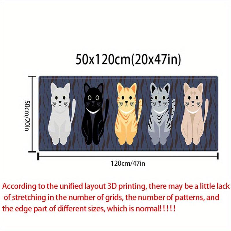 Cartoon Cat Printed Non-slip Rug Stain Resistant Waterproof Long Strip doormat