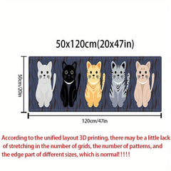 Cartoon Cat Printed Non-slip Rug Stain Resistant Waterproof Long Strip doormat