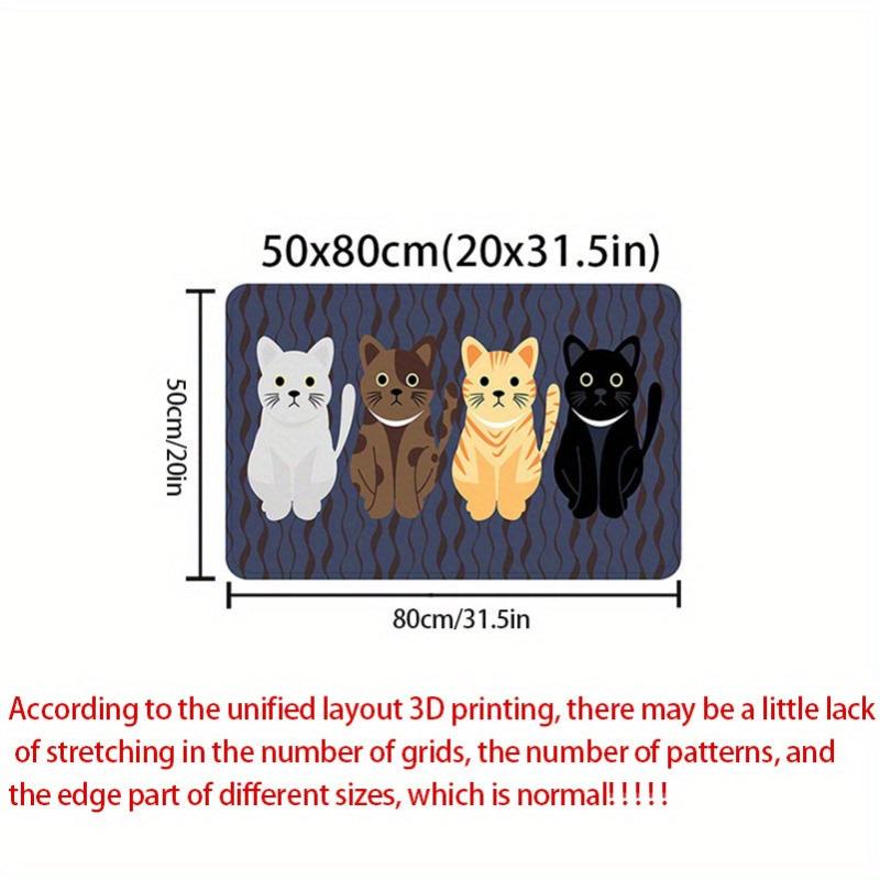 Cartoon Cat Printed Non-slip Rug Stain Resistant Waterproof Long Strip doormat
