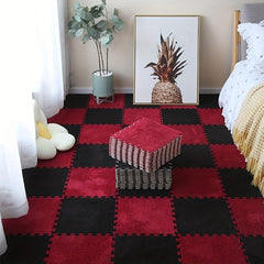 12pcs Plush Puzzle Floor Mat Anti Slip Foam Carpet Bay Window