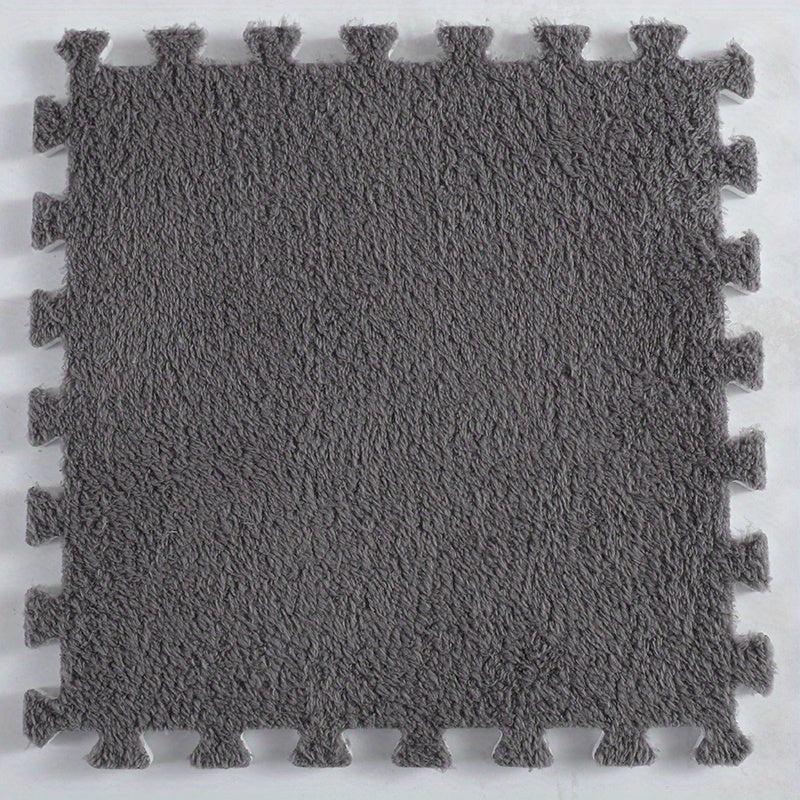 12pcs Plush Puzzle Foam Floor Mat Square Interlocking Carpet Fluffy Area Rug