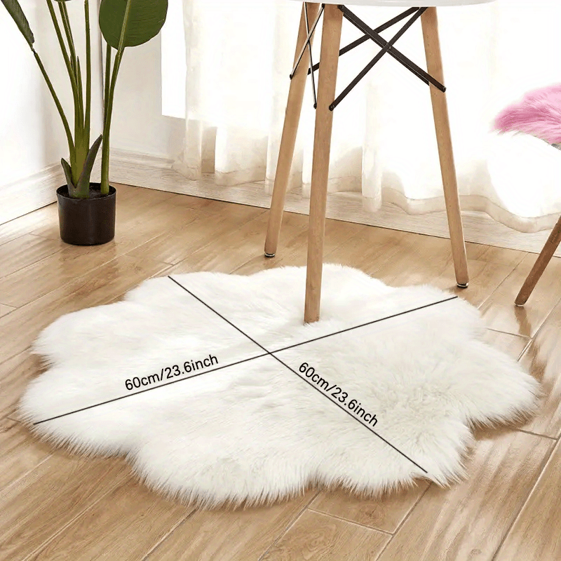 Soft Plush Flower Shaped Faux Sheepskin Area Rug for Bedroom Sofa Nurser