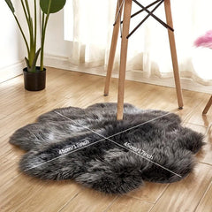 Soft Plush Flower Shaped Faux Sheepskin Area Rug for Bedroom Sofa Nurser