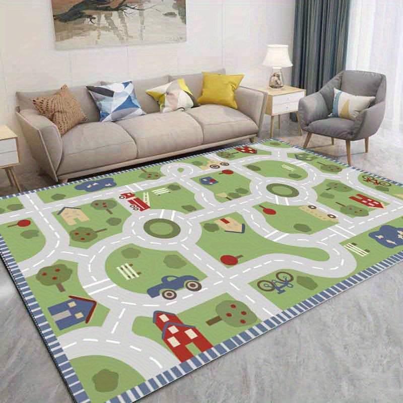 Colorful Car Rug Play Mat for Kids Non Slip Perfect for Bedroom and Kid Rooms
