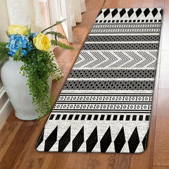 Soft Geometric Printed Area Rug - Modern Non-slip Bedroom Floor Mat